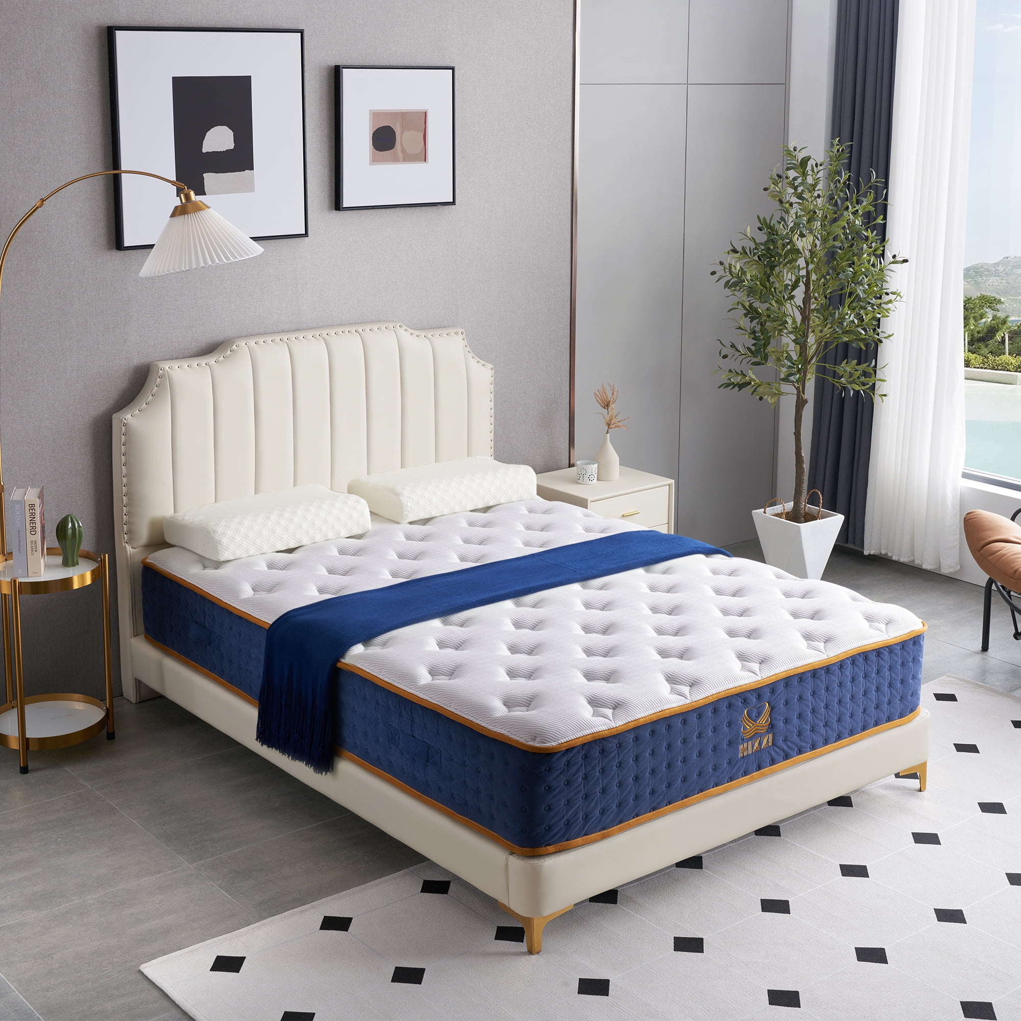 Xizz King 12 Inch Hybrid Mattress in a Box Medium Firm Mattress with Cooling Gel Memory Foam for Pressure Relief