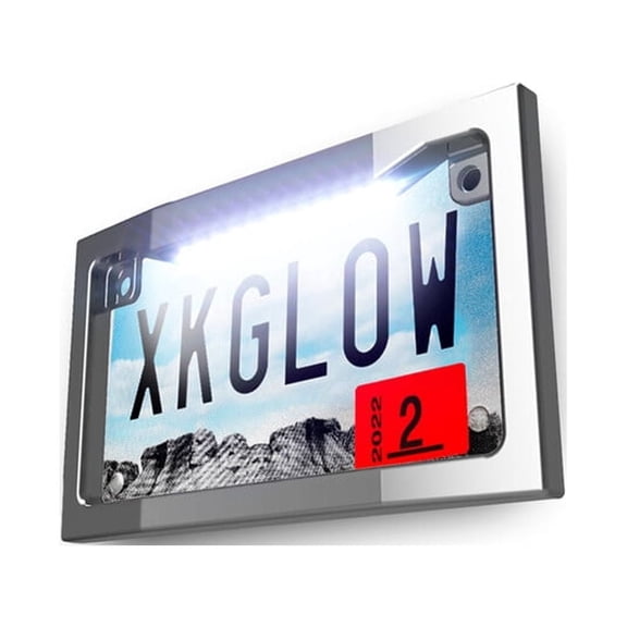 Xk Glow XK034019-W Lighted License Plate Frame - Chrome