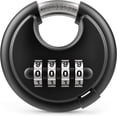 thumbnail image 1 of Combination Lock, 4 Digit Disc Padlock with Hardened Steel Shackle, Keyless Heavy Duty Combo Lock for Outdoor Sheds Fence, Gate Hasps, Storage Unit, School Gym Locker (1 Pack, ‎Black), 1 of 8