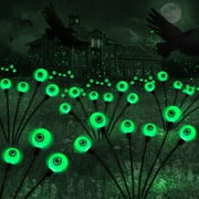 Xkiss Halloween Decorations Outdoor Solar Scary Eyeball Lights,2PACKS 12LED Green Eyeball Swaying Firefly Lights,Waterproof Solar Halloween Path Lights for Yard/Garden/Lawn/Party Decor