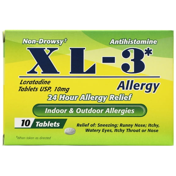 Xl-3 Allergy Tablets, 24 Hour Allergy Relief, 10-Ct