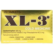 Xl-3 Cold and Flu Tablets, Temporary Relieves Nasal Congestion and Fever, Non-Drowsy, 20 Count