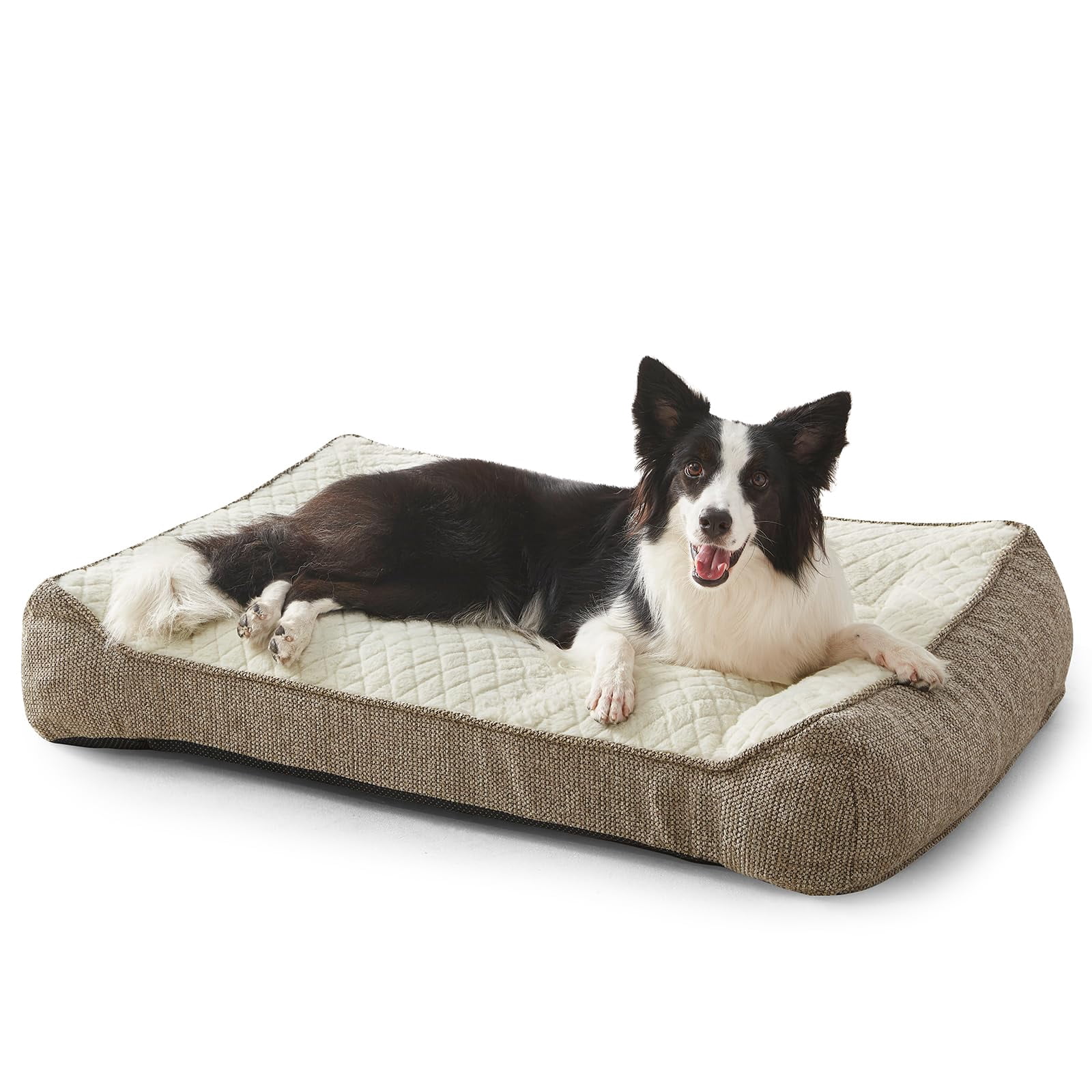 Xl Dog Beds Large Sized  Extra Thick Supportive Big Dogs Couch Bed With Sides Ultra Soft Pet Sofa For Beige 38''x28''