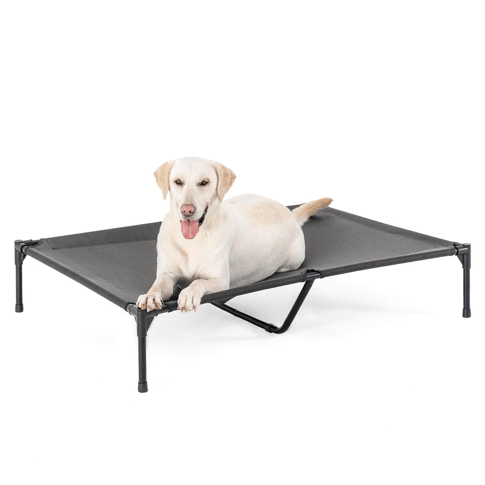 Xl Elevated Dog Bed For Large Dogs  Extra Raised Beds Heavy Duty Pet Cots With Durable Supportive Teslin Recyclable Mesh Indoor & Outdoor Dark Grey