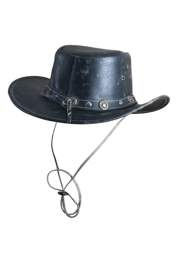 Xl Hilason Hand Made Split Antique Leather Crushable Hat 3 In Brim