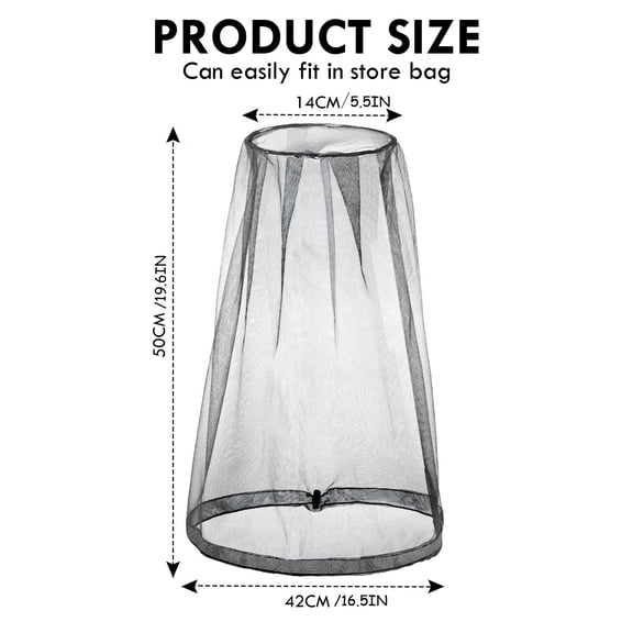 Xl Mosquito Head Net Mesh for Outdoor Hiking and Camping Yellow Lightweight Protective Netting for Face and Neck with Adjustable Drawstring for Insect Defense