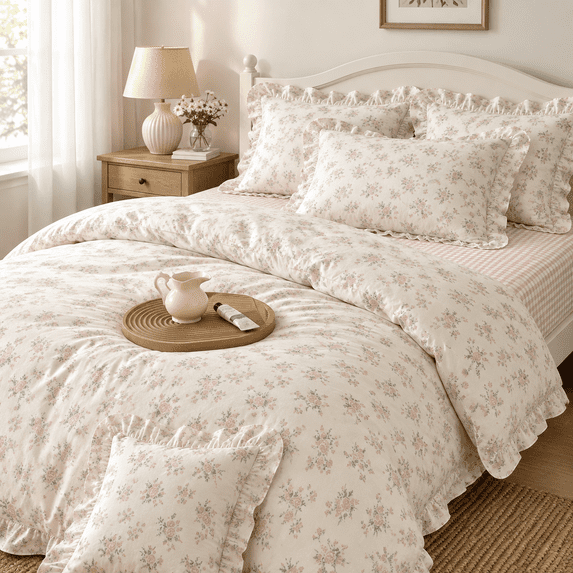 Lace Bed Ruffle Xl Size Pink Flcomforter Set - 3 Piece Ruffled Lace Bedding 1 With ...