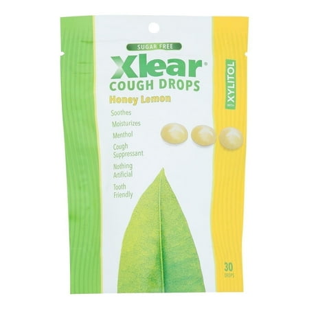 Xlear, Cough Drops with Xylitol, Sugar Free, Honey Lemon, 30 Drops