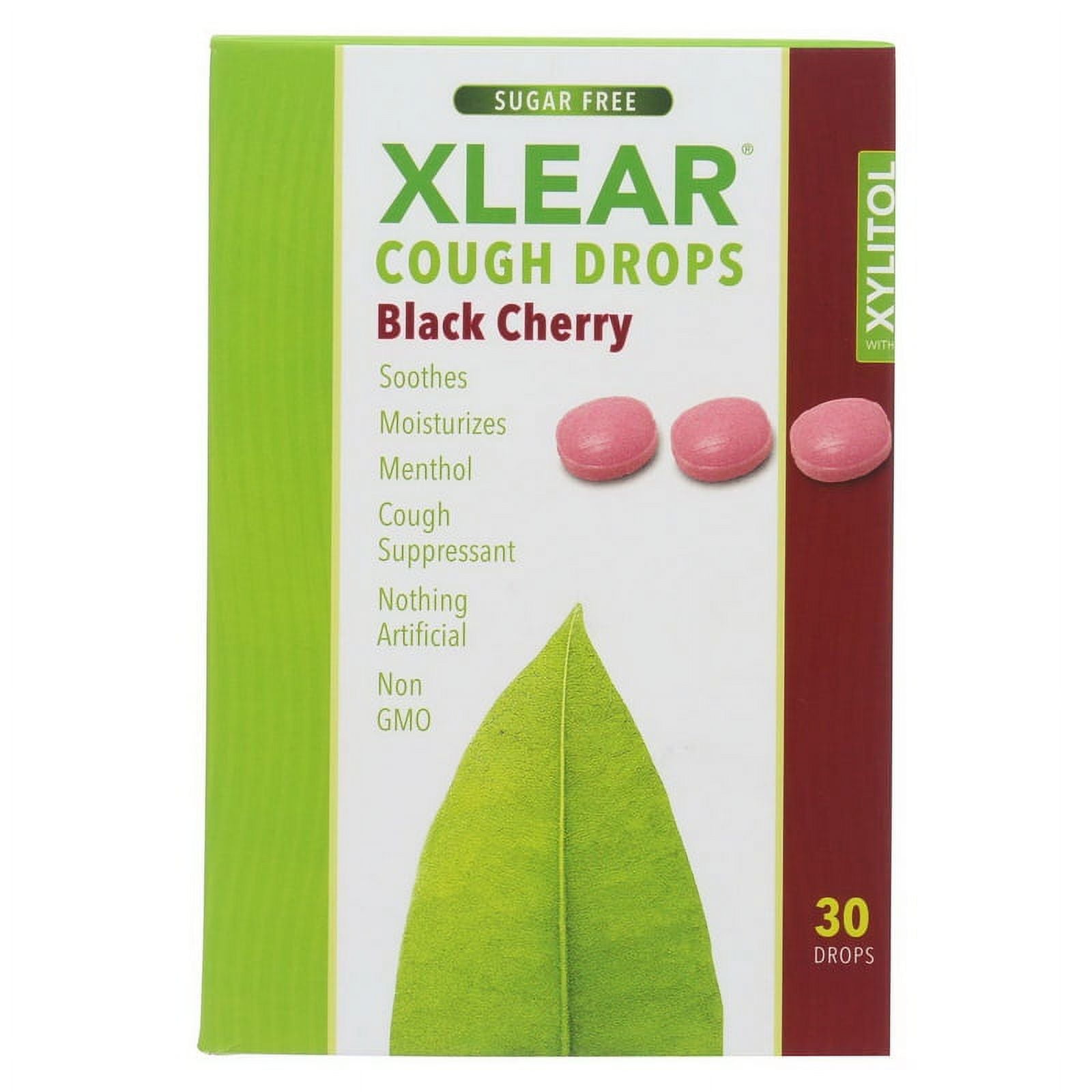 Xlear (Xclear), Sugar Free Cough Drops, Black Cherry, 30 Lozenges