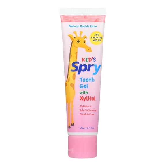 Xlear, Kid's Spry, Tooth Gel with Xylitol, 3 Months and Up, Natural Bubble Gum, 2.0 fl oz Pack of 2
