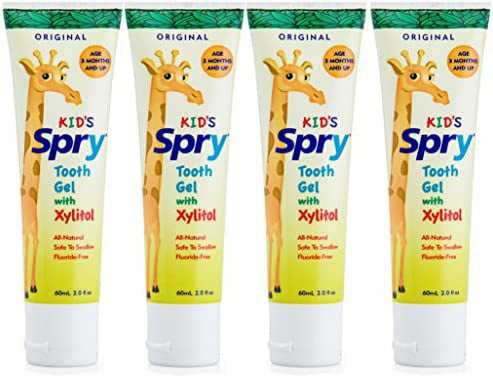 Xlear - Spry Kid's Tooth Gel with Xylitol, Original Flavor 2 oz Tube,Pk of 4