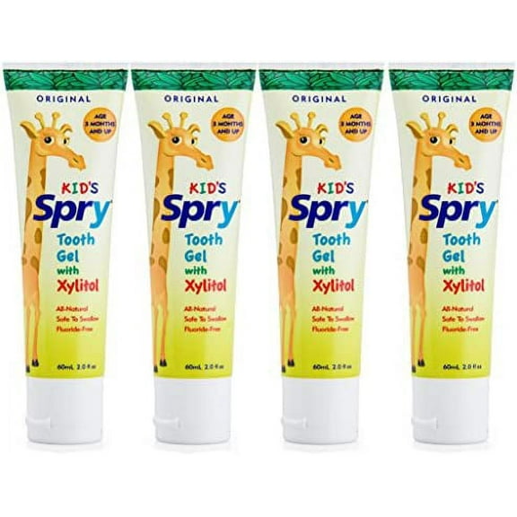 Xlear - Spry Kid's Tooth Gel with Xylitol, Original Flavor 2 oz Tube,Pk of 4