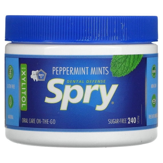 Xlear Spry Power Peppermints Sugar Free 240 Count Pack of 4