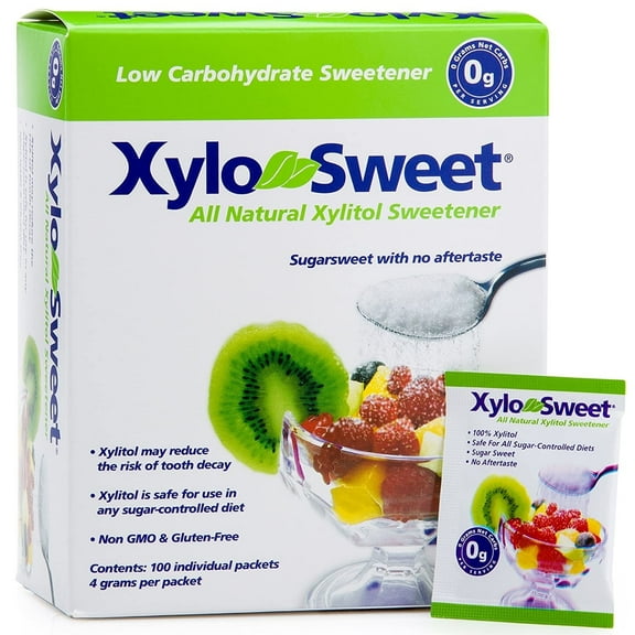 Xlear XyloSweet Non-GMO Xylitol Sweetener, Natural Sugar Substitute Granules, 100 Packets, 3 pack