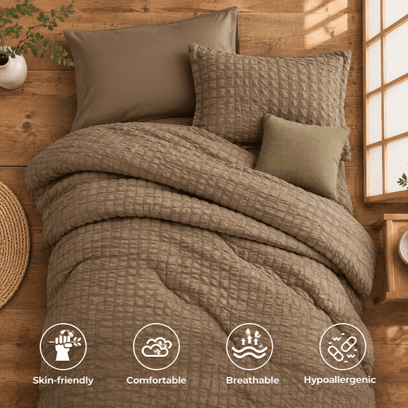 Xlforter Set - 5seersucker Bed In A Bag Bedding Brown