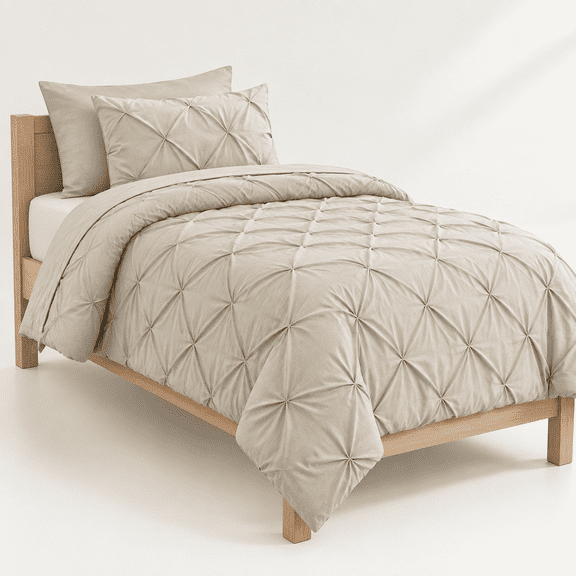 Xlforter Set Beige 5 Pieces Pintuck Bed In A Bag