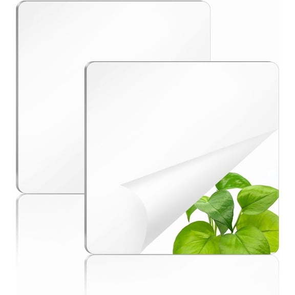Xlhshop 2-Pack Self-Adhesive Acrylic Mirror, 8 X 8 Inch Shatterproof Frameless Wall Mirror
