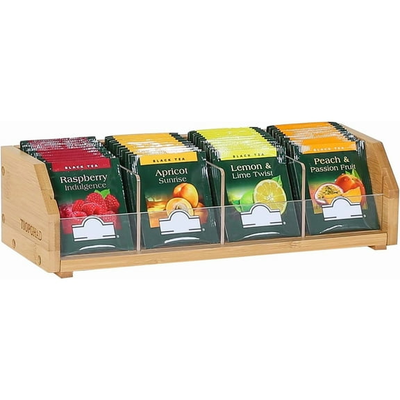 Xlhshop 3-Tier Bamboo Tea Bag Organizer, Stackable Countertop Tea Storage Holder for Kitchen & Office