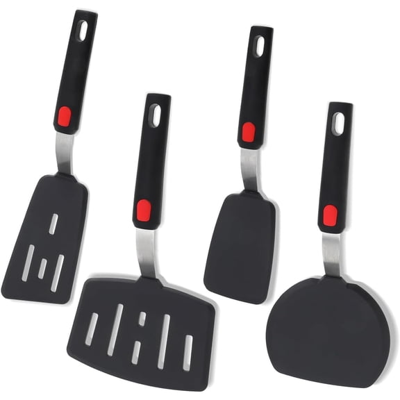 Xlhshop 4 Pack Silicone Spatula Turner Set, 600  F Heat Resistant Kitchen Utensils for Nonstick Cookware