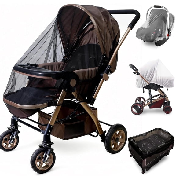Xlhshop Durable Baby Stroller Mosquito Net (2 Pack)-Universal Elastic Edge Mesh Cover for Bassinets, Cradles, Playards, Car Seats & Mini Cribs | Breathable Travel Essential Newborn Protection (White)