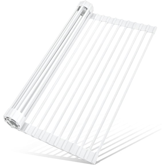 Xlhshop Silicone Wrapped Roll Up Dish Rack, 20.5" x 13" Foldable Over Sink Drying Mat