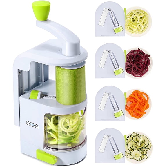Xlhshop Spiralizer Vegetable Slicer (4-in-1 Rotating Blades) Heavy Duty Veggie Spiralizer with Strong Suction Cup, Zucchini Spiral Noodle/Zoodle/Spaghetti/Pasta Maker