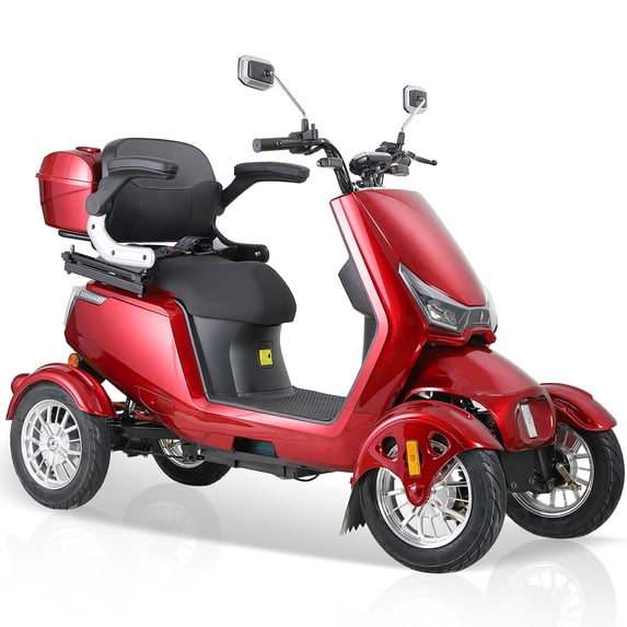 Xlluproid 1000W 15 MPH Heavy Duty 4 Wheel Mobility Scooter 500lbs Loadweight,3 Speed Control Mobility Scooters with 31 Mile Long Range Battery for Seniors & Adults Travel, Remote Key,Red