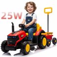 thumbnail image 1 of Xlluproid 12V Ride on Tractor with Trailer,USB,MP3,Bluetooth,LED Light,Safety Belt for 3-8 Girls,Boys,Red, 1 of 10