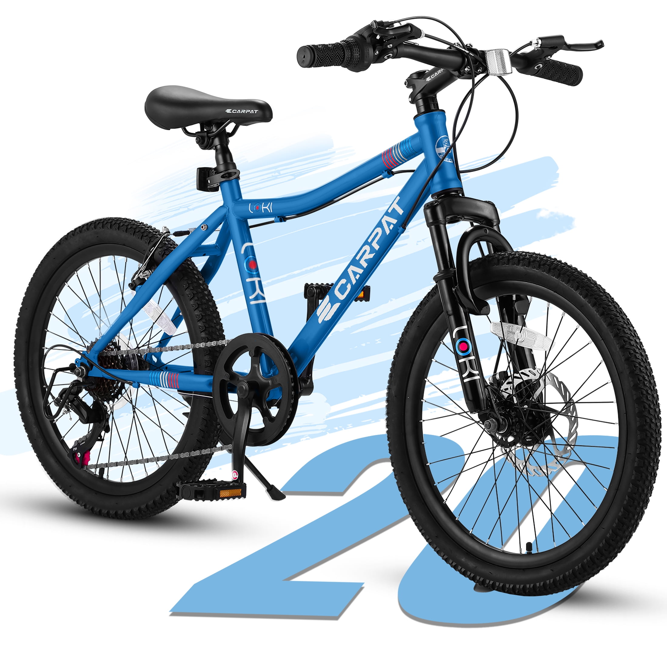 Xlluproid 20" Mountain Bike,7 Speed Teenager Children Kids' Bicycles,Front Suspension Disc Brake Rear V-Brake,High Steel Frame for Outdoor Adventure,Blue
