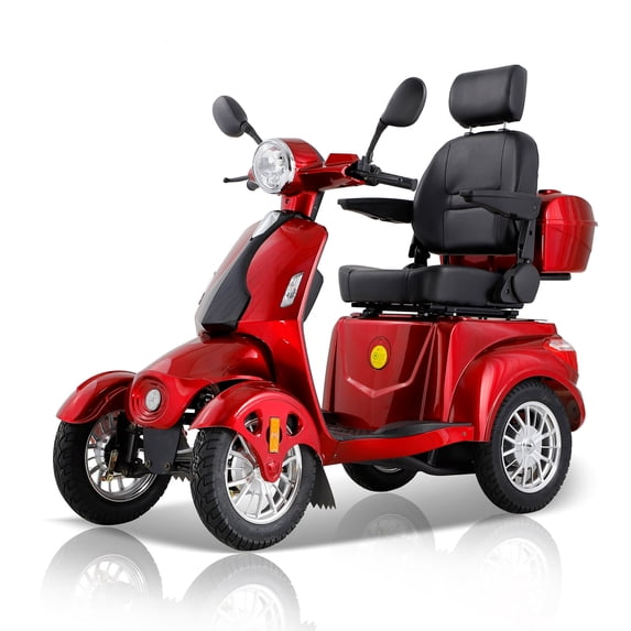 Xlluproid 4-Wheel Heavy Duty Mobility Scooter for Adults & Seniors - 1000W Motor,Adjustable Seat,Remote Key & Locking Rear Storage Box,Red