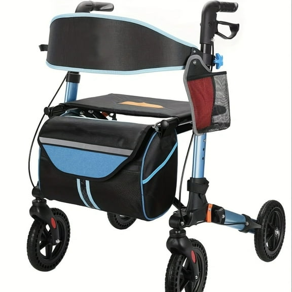 Xlluproid Foldable Rollator Walkers with Seat for Seniors,350 lb Capacity,8'' Big Wheels,6-Position Height