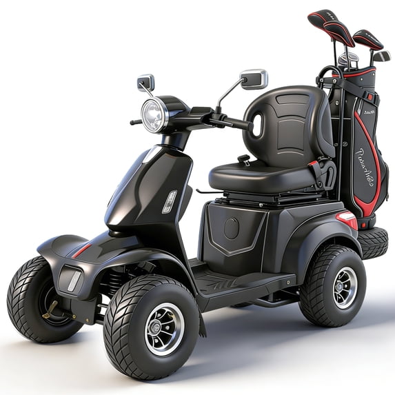 Xlluproid Heavy Duty 4-Wheel Electric Golf Cart & Mobility Scooter for Adults & Seniors,1000W Motor,500 LBS Weight Capacity,Rear Lockbox,Golf Club Rack,Adjustable Seat,Black
