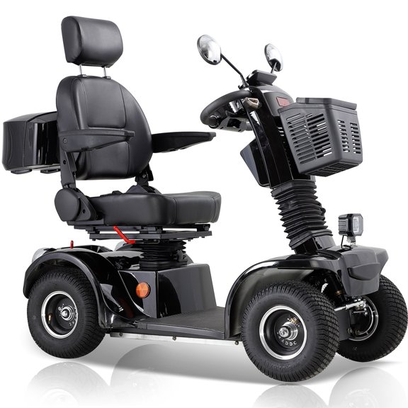 Xlluproid Heavy Duty 4 Wheel Mobility Scooter for Seniors & Adults,500lbs Capacity,800W 10MPH All Terrain Scooter with 31 Miles Range,3-Speed,USB Port,Remote Key & Adjustable Seat,Black