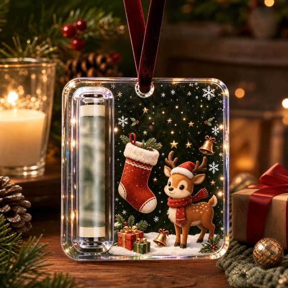 Xlokein Christmas Cash Gift Ornament, Acrylic Money Holder Hanging Decor, Unique Christmas Decoration for Christmas Tree, Fireplace