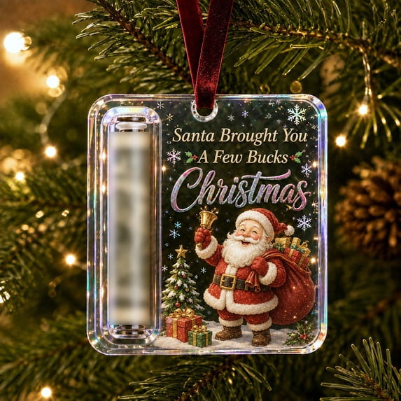 Christmas Cash & Treat Holder Ornament, Acrylic Money Holder Hanging Decor, Unique Christmas Decoration for Christmas Tree, Fireplace