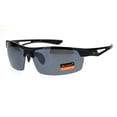 thumbnail image 1 of Xloop Baseball Half Rim Sport Warp Around Plastic Sunglasses All Black, 1 of 4