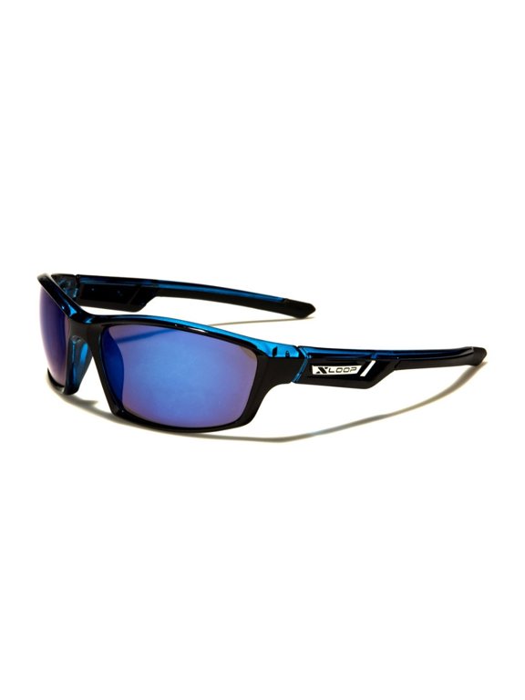 Xloop Black w/ Blue Frame w/ Blue Mirror Wrap style sunglasses