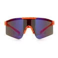 thumbnail image 1 of Xloop Boys Child Size MTB Shield Color Mirror Rimless Plastic Sport Sunglasses [Orange - Blue Mirror], 1 of 6