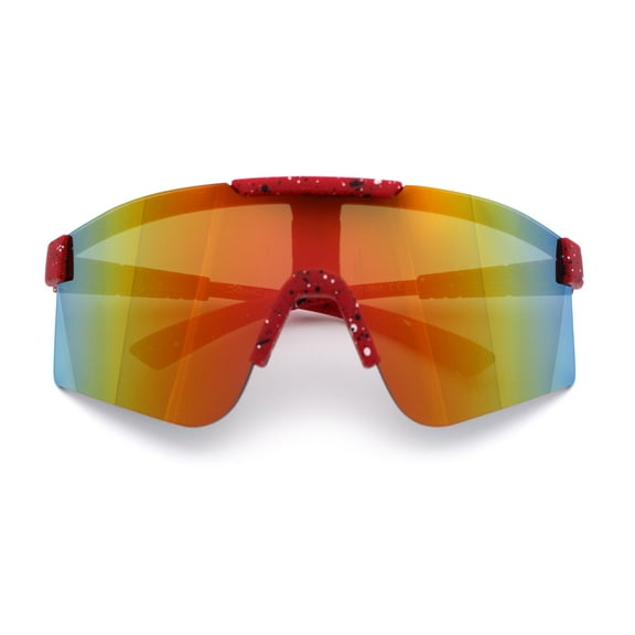 Xloop Boys Child Size MTB Shield Color Mirror Rimless Plastic Sport Sunglasses [Red - Orange Mirror]