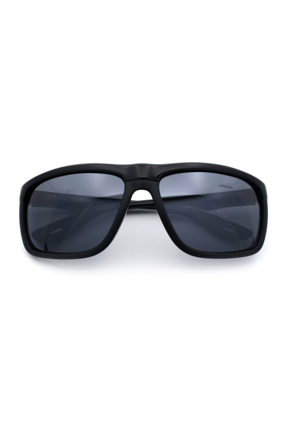 Xloop Classic Mens Color Mirror Wrap Around Rectangular Sport Plastic Sunglasses Matte Black - Black