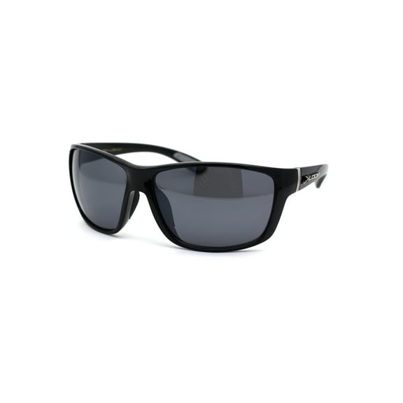 Xloop Color Mirror Warp Around Mens Sport Plastic Sunglasses All Black