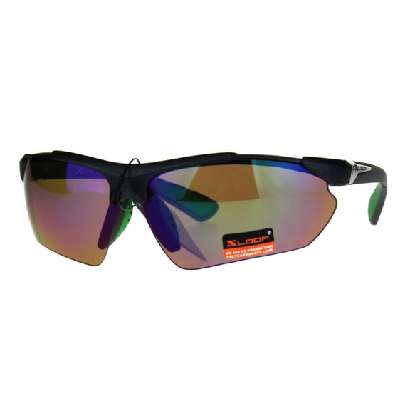 Xloop Futuristic Baseball Half Rim Sports Mens Sunglasses Green Brown