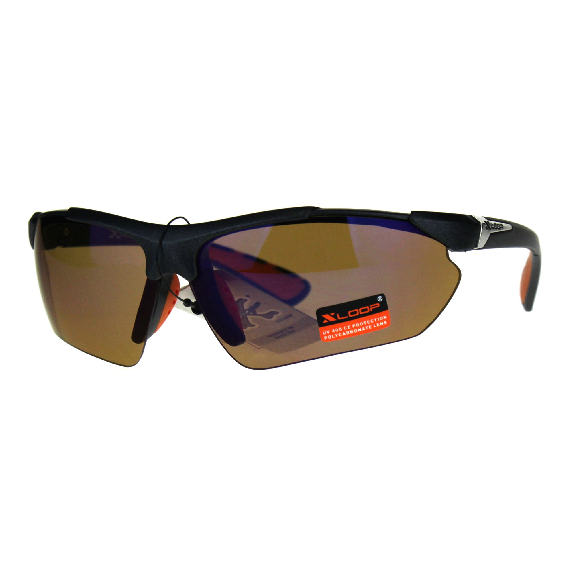 Xloop Futuristic Baseball Half Rim Sports Mens Sunglasses Orange