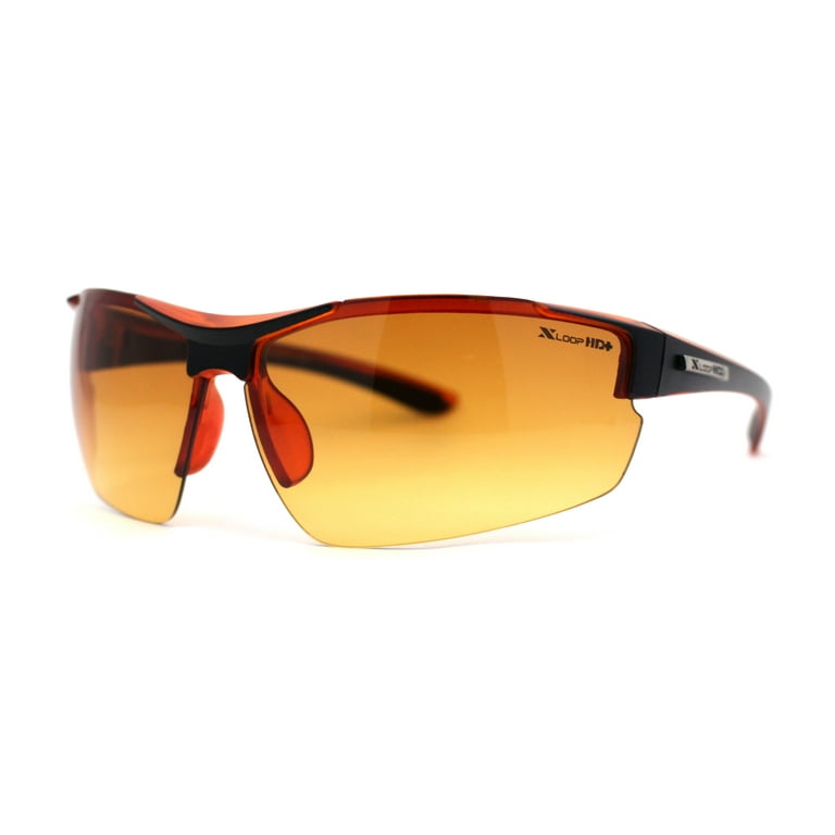 Xloop HD Driving Lens Mens Sport Wrap Around Half Rim Sunglasses Black  Orange