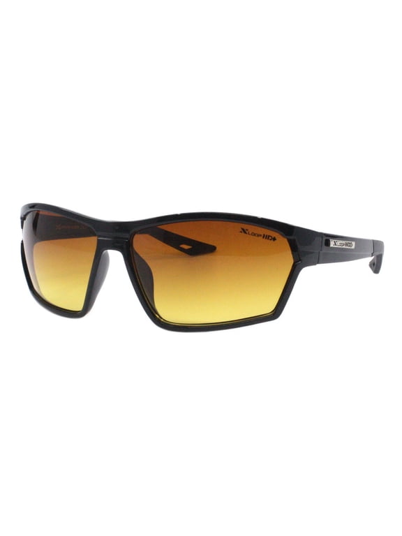 Xloop HD Lens Sunglasses Men's Wrap Around Rectangle Sports UV400 Glossy Black
