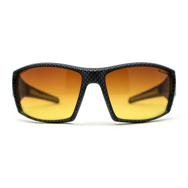 Xloop HD Lens Wrap Around Biker Style Sport Sunglasses Carbon Fiber Pattern