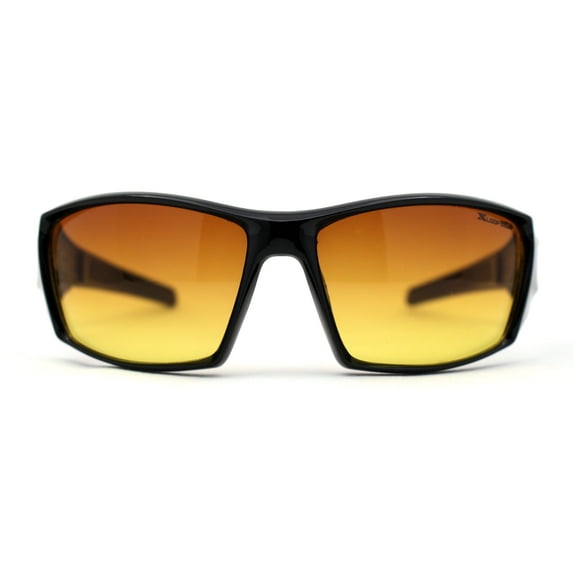 Xloop HD Lens Wrap Around Biker Style Sport Sunglasses Shiny Black