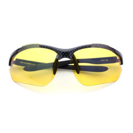 Xloop Mens Baseball Half Rim Blue Light Glare Blocking Night Driving Sunglasses Carbon Fiber Pattern