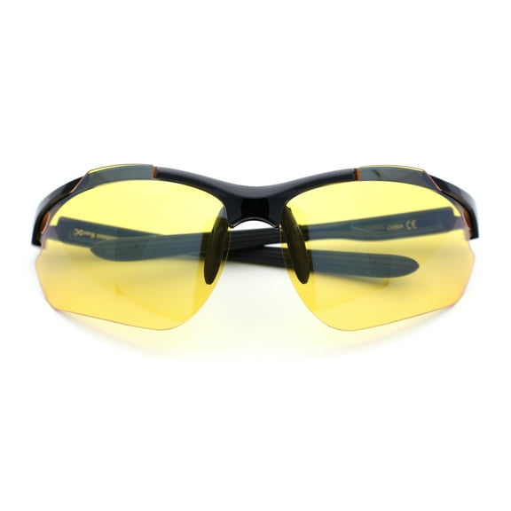 Xloop Mens Baseball Half Rim Blue Light Glare Blocking Night Driving Sunglasses Shiny Black