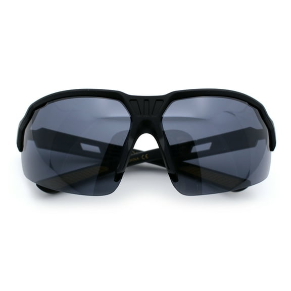 Xloop Mens Baseball Half Rim Rectangular Wrap Around Sport Plastic Sunglasses [Black Yellow Accent]